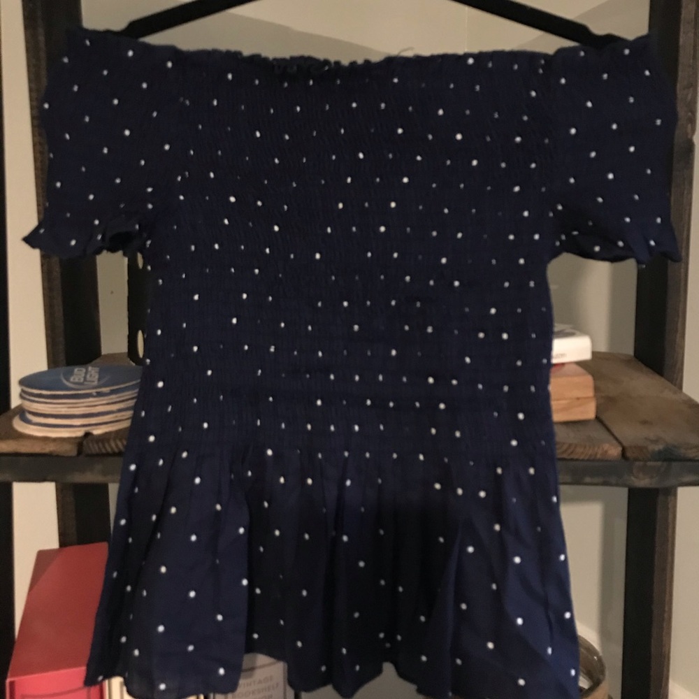Off the shoulder polka dot top
